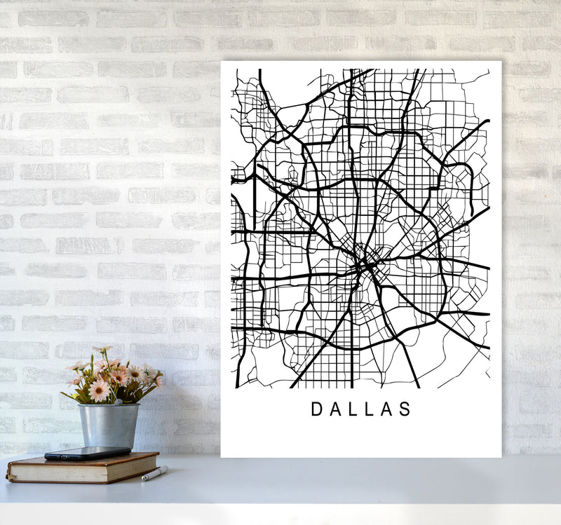 Dallas Map Art Print by Pixy Paper A1 Black Frame
