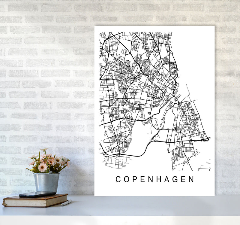 Copenhagen Map Art Print by Pixy Paper A1 Black Frame