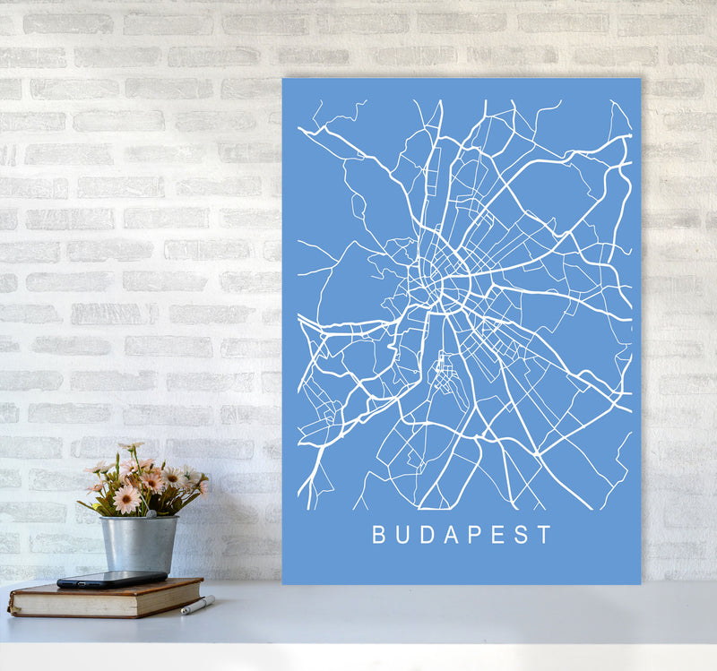 Budapest Map Blueprint Art Print by Pixy Paper A1 Black Frame