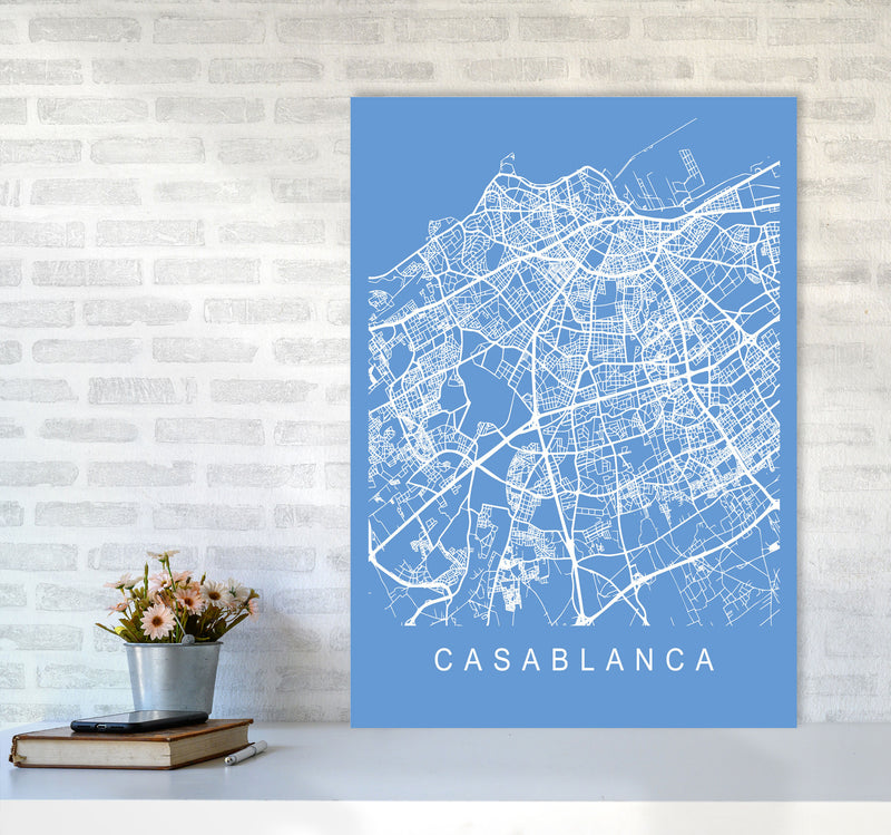 Casablanca Map Blueprint Art Print by Pixy Paper A1 Black Frame