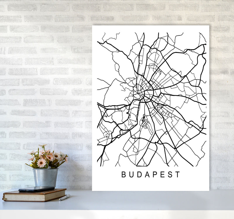 Budapest Map Art Print by Pixy Paper A1 Black Frame