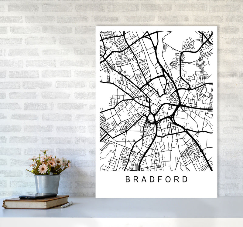 Bradford Map Art Print by Pixy Paper A1 Black Frame