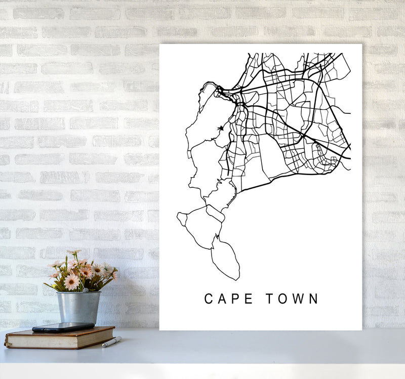 Cape Town Map Art Print by Pixy Paper A1 Black Frame