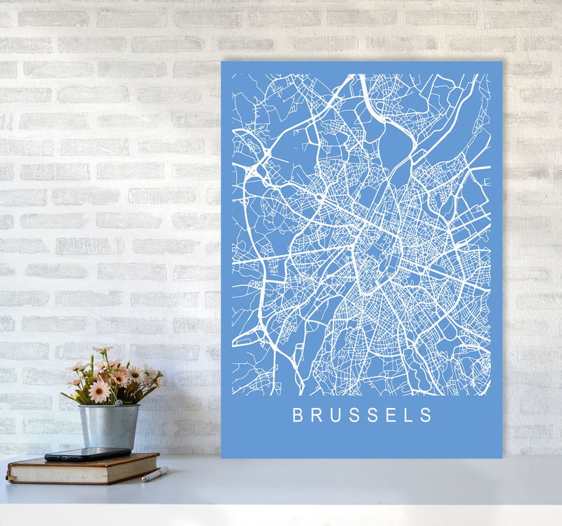 Brussels Map Blueprint Art Print by Pixy Paper A1 Black Frame