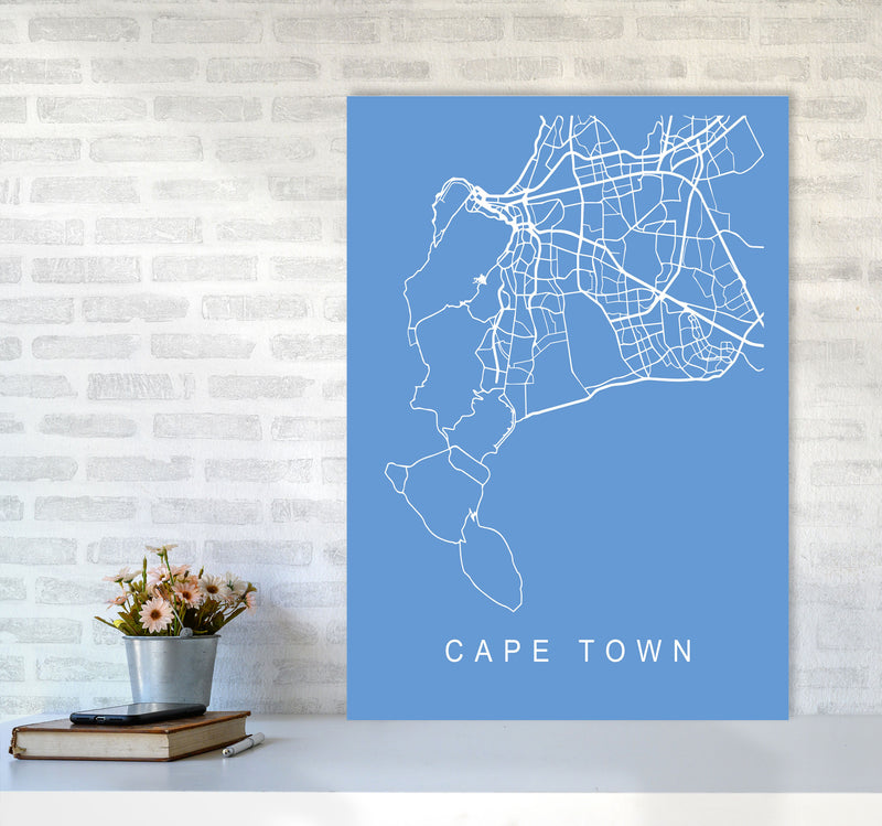 Cape Town Map Blueprint Art Print by Pixy Paper A1 Black Frame