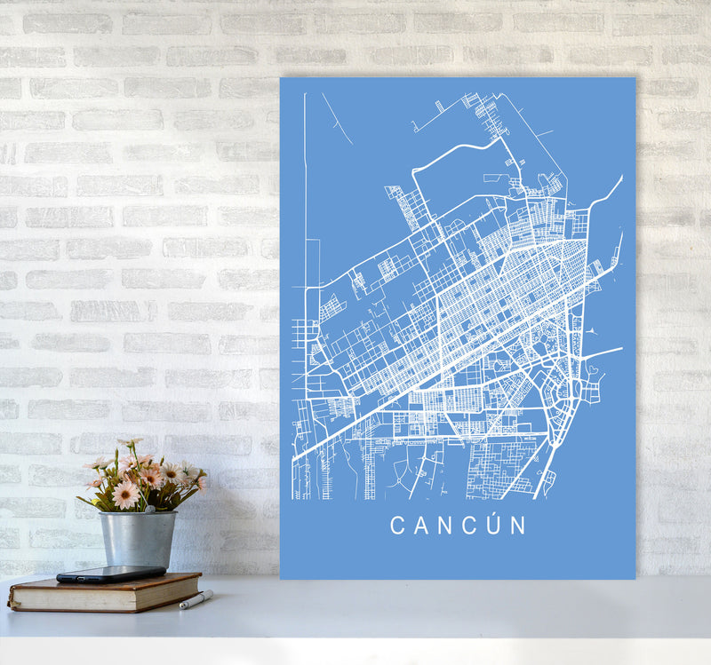 Cancun Map Blueprint Art Print by Pixy Paper A1 Black Frame