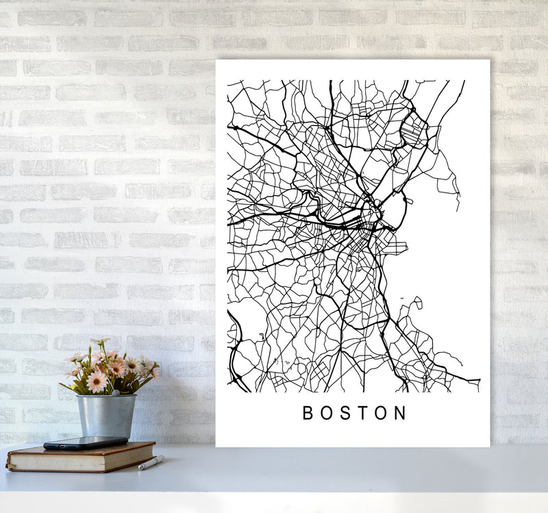 Boston Map Art Print by Pixy Paper A1 Black Frame