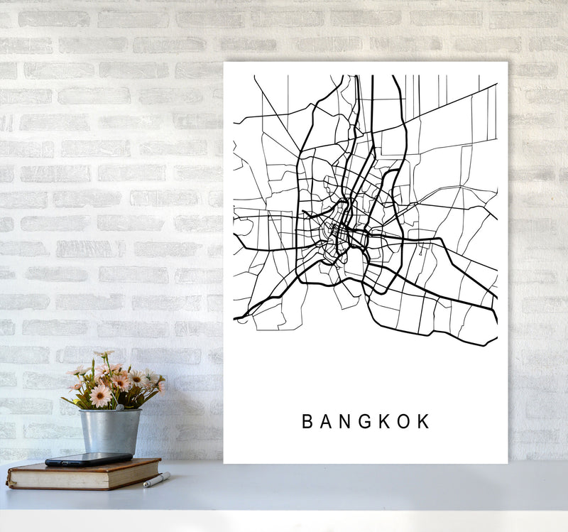 Bangkok Map Art Print by Pixy Paper A1 Black Frame
