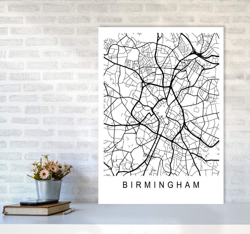 Birmingham Map Art Print by Pixy Paper A1 Black Frame