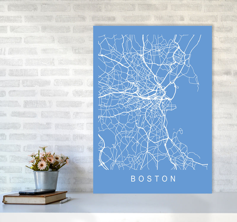 Boston Map Blueprint Art Print by Pixy Paper A1 Black Frame
