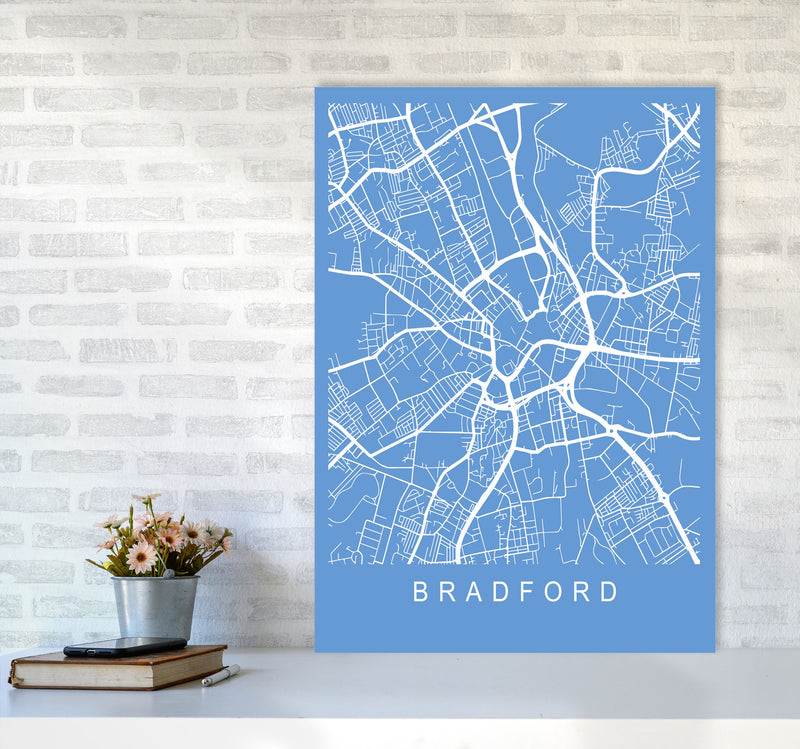 Bradford Map Blueprint Art Print by Pixy Paper A1 Black Frame