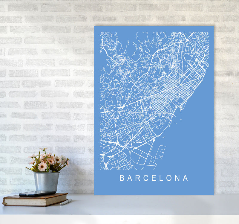 Barcelona Map Blueprint Art Print by Pixy Paper A1 Black Frame