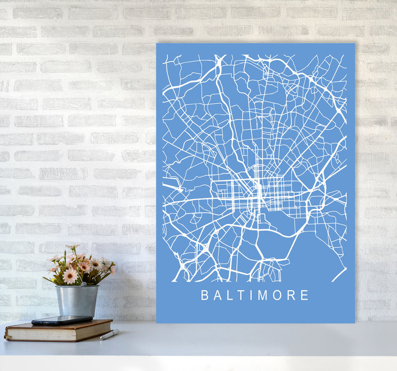 Baltimore Map Blueprint Art Print by Pixy Paper A1 Black Frame