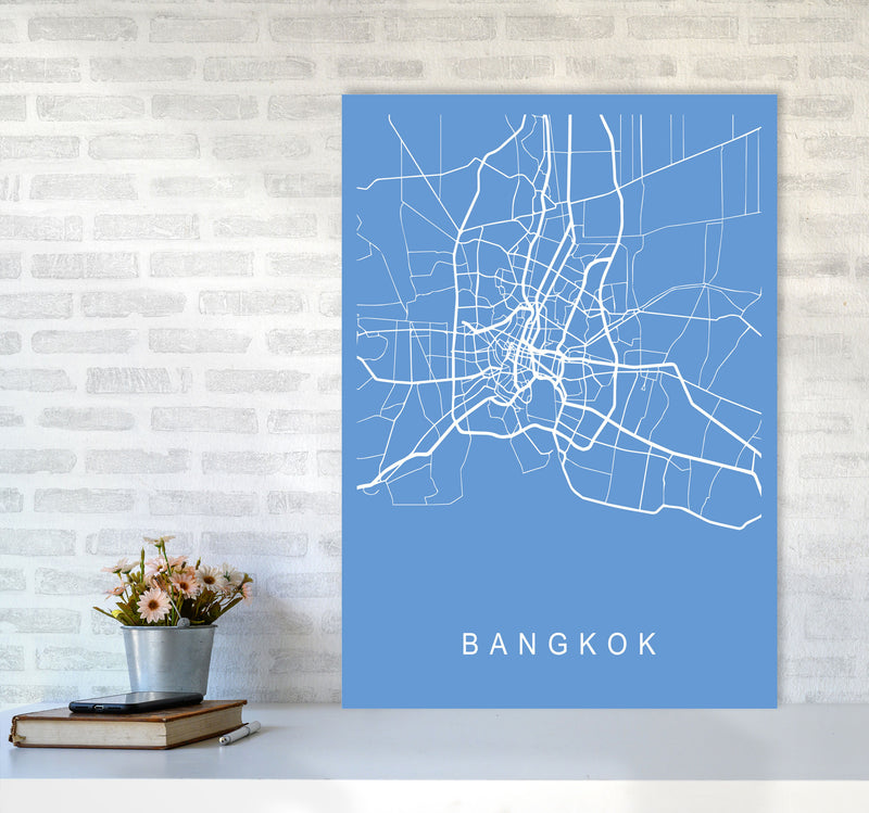 Bangkok Map Blueprint Art Print by Pixy Paper A1 Black Frame