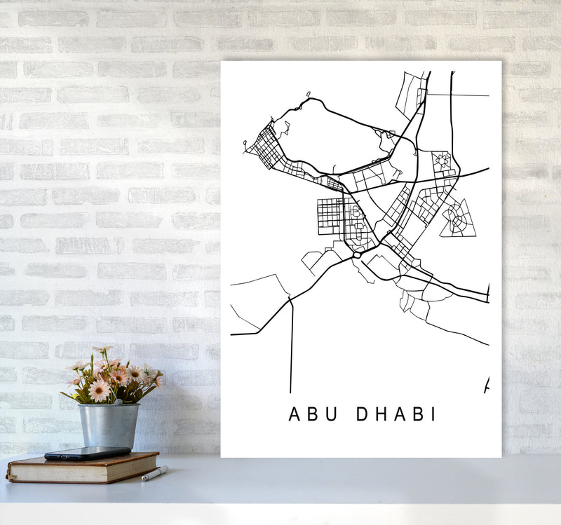 Abu Dhabi Map Art Print by Pixy Paper A1 Black Frame