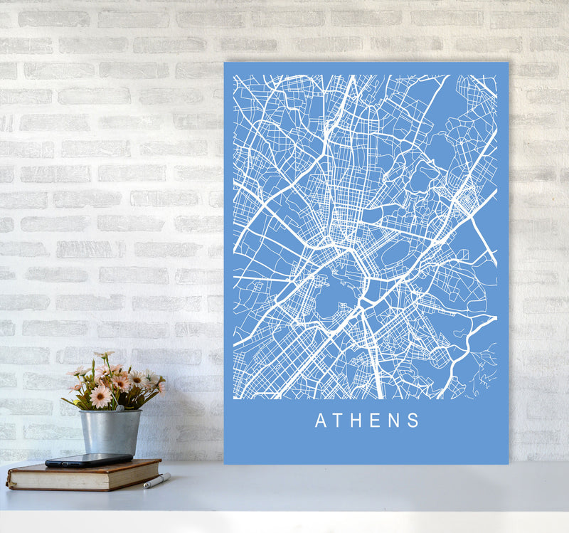 Athens Map Blueprint Art Print by Pixy Paper A1 Black Frame