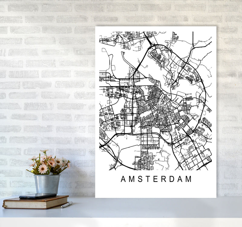 Amsterdam Map Art Print by Pixy Paper A1 Black Frame