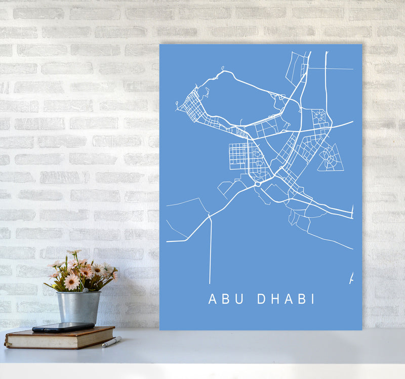 Abu Dhabi Map Blueprint Art Print by Pixy Paper A1 Black Frame