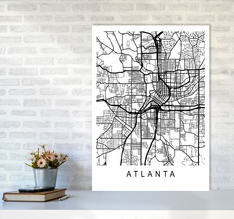 Atlanta Map Art Print by Pixy Paper A1 Black Frame