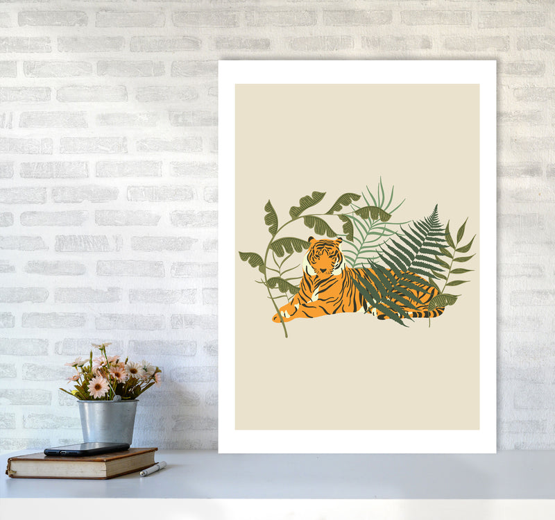 Wild Collection Resting Tiger Art Print by Pixy Paper A1 Black Frame