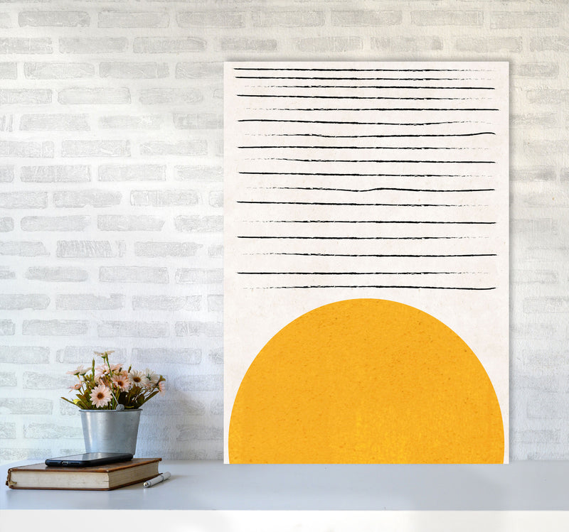 Sun lines mustard Art Print by Pixy Paper A1 Black Frame