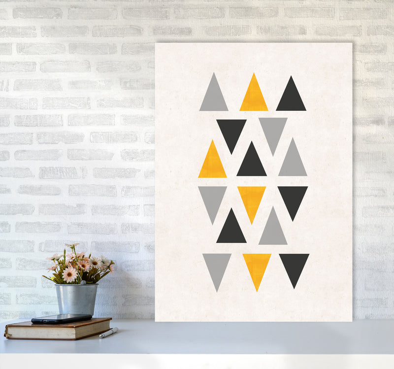 Small triangles mix mustard Art Print by Pixy Paper A1 Black Frame