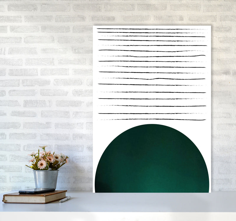Sun lines emerald Art Print by Pixy Paper A1 Black Frame