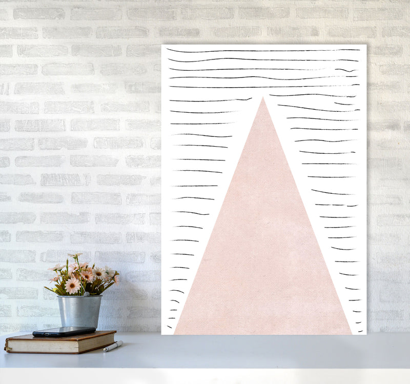 Mountains lines pink cotton Art Print by Pixy Paper A1 Black Frame