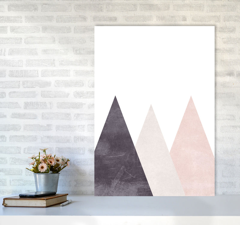Mountains pink cotton Art Print by Pixy Paper A1 Black Frame
