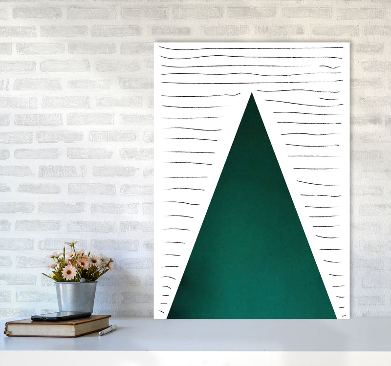 Mountain lines emerald Art Print by Pixy Paper A1 Black Frame