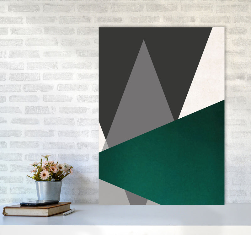 Large triangles emerald Art Print by Pixy Paper A1 Black Frame