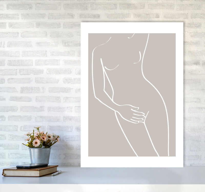 Inspired Stone Woman Silhouette Line Art Art Print by Pixy Paper A1 Black Frame