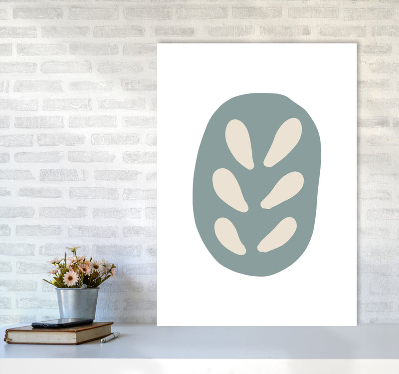 Inspired Teal Floral Abstract Art Print by Pixy Paper A1 Black Frame