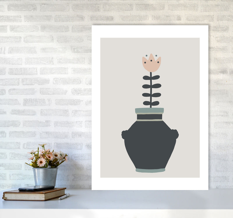 Inspired Plant Pot Stone Art Print by Pixy Paper A1 Black Frame