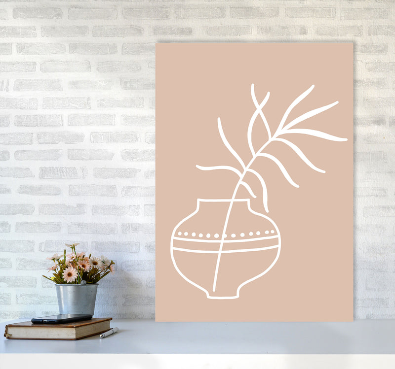 Inspired Pink Plant Silhouette Line Art Art Print by Pixy Paper A1 Black Frame