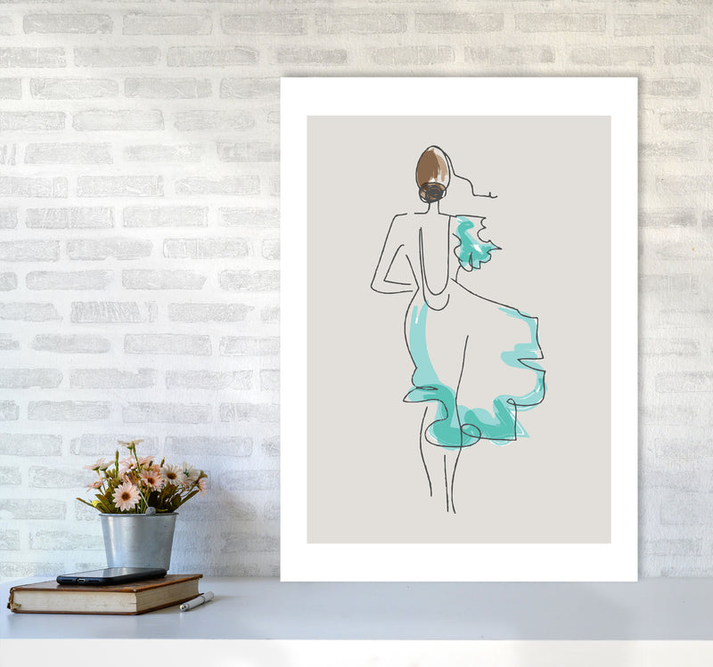 Inspired Stone Woman in Dress Line Art Art Print by Pixy Paper A1 Black Frame