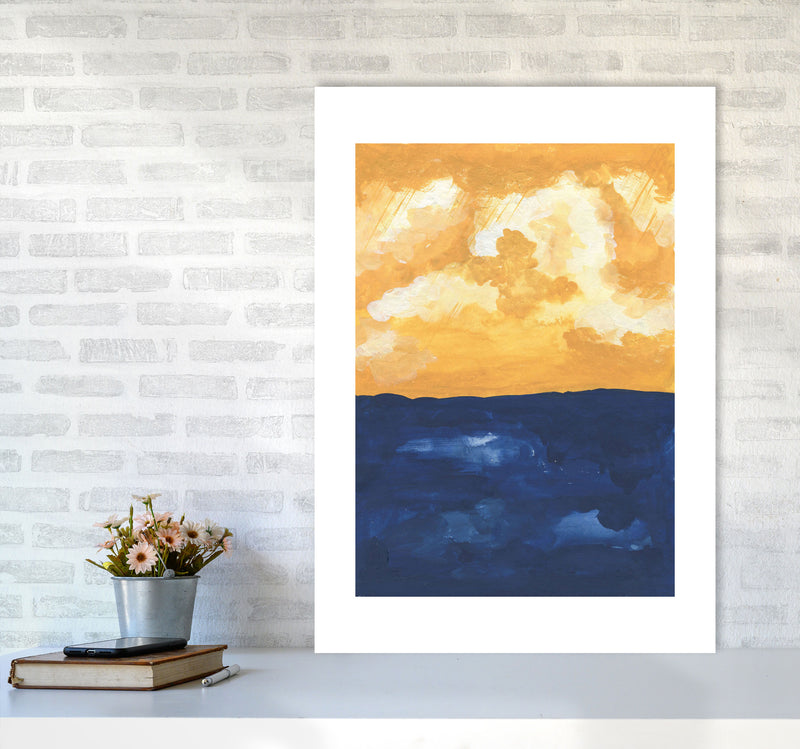 Horizon Abstract Sea  Art Print by Pixy Paper A1 Black Frame