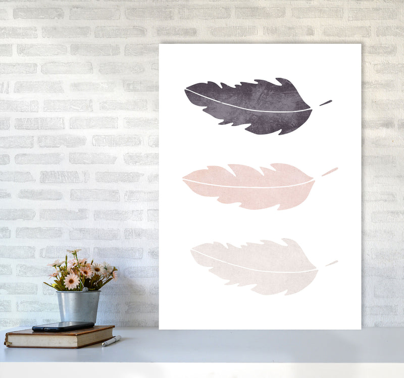 Feathers pink cotton Art Print by Pixy Paper A1 Black Frame