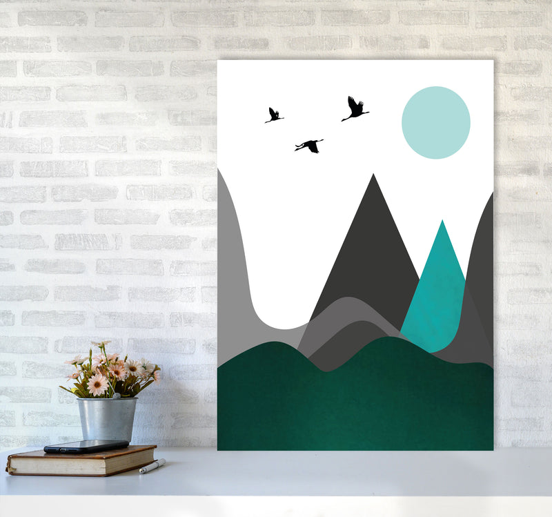 Hills and mountains emerald Art Print by Pixy Paper A1 Black Frame