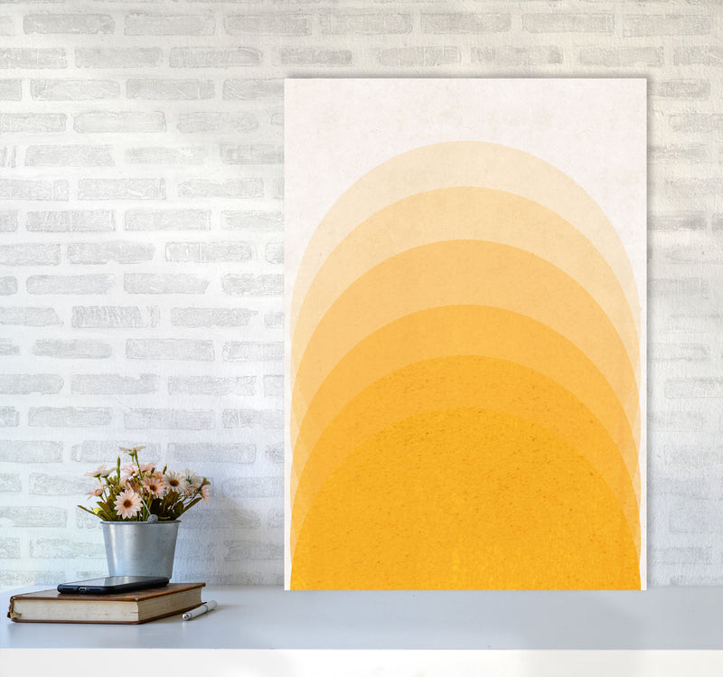 Gradient Sun rising mustard Art Print by Pixy Paper A1 Black Frame