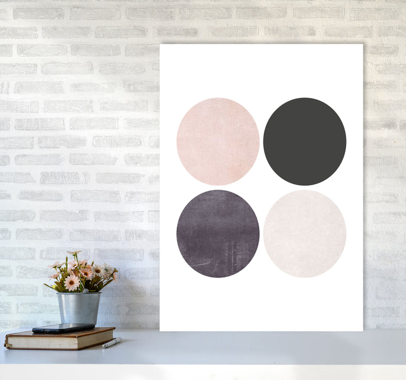 Circles pink cotton Art Print by Pixy Paper A1 Black Frame