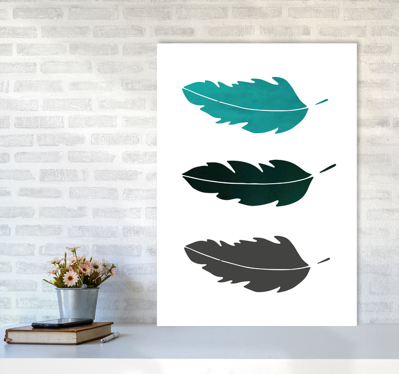 Feathers Emerald Art Print by Pixy Paper A1 Black Frame