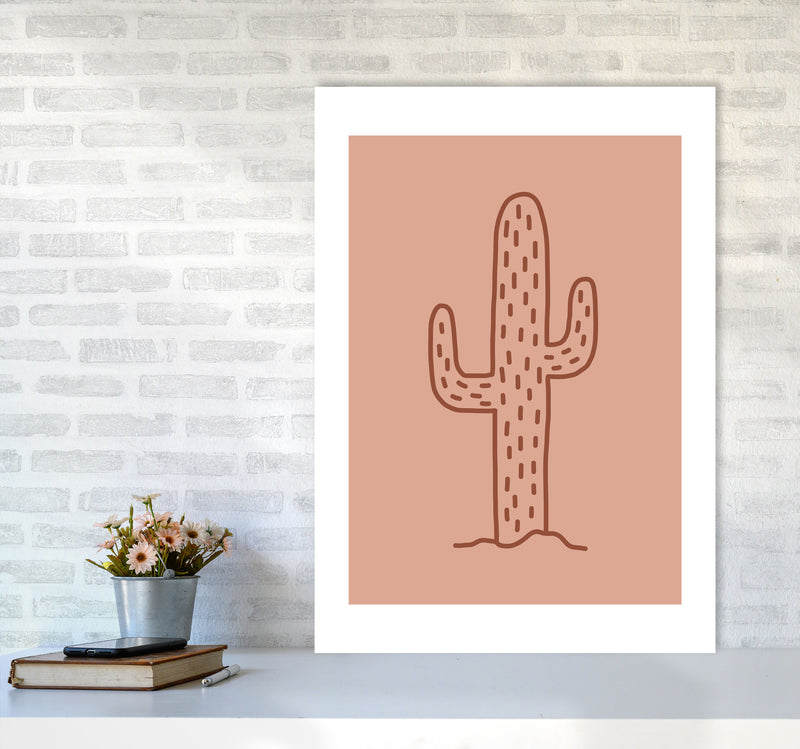 Autumn Warm Cactus abstract Art Print by Pixy Paper A1 Black Frame