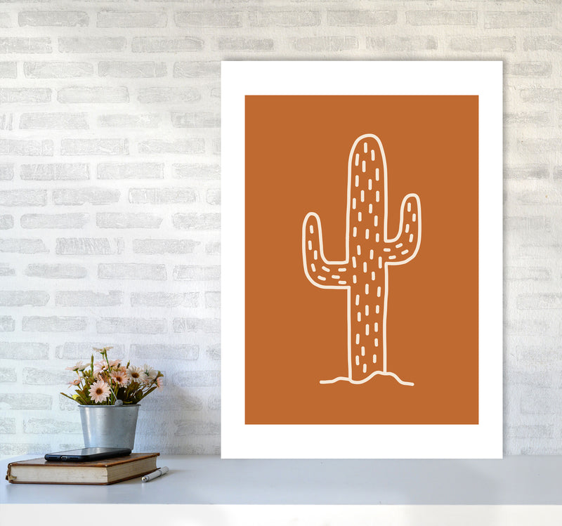 Autumn Cactus Burnt Orange abstract Art Print by Pixy Paper A1 Black Frame