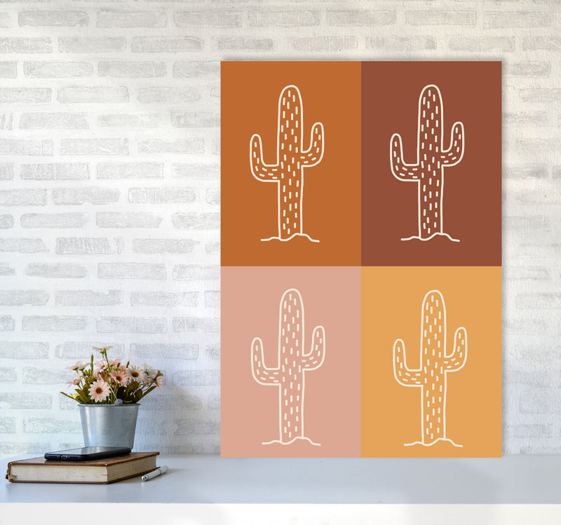 Autumn Cactus Mix abstract Art Print by Pixy Paper A1 Black Frame