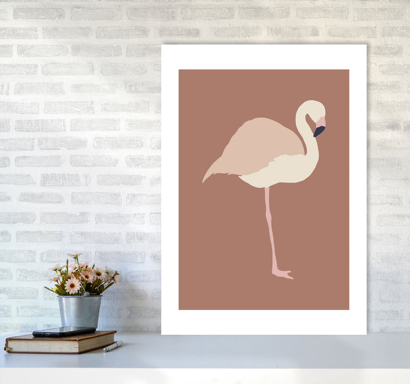 Autumn Flamingo abstract Art Print by Pixy Paper A1 Black Frame
