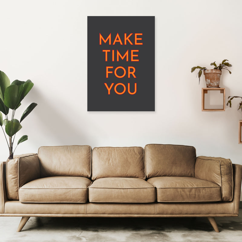 Make Time For You Neon Art Print by Pixy Paper A1 Black Frame