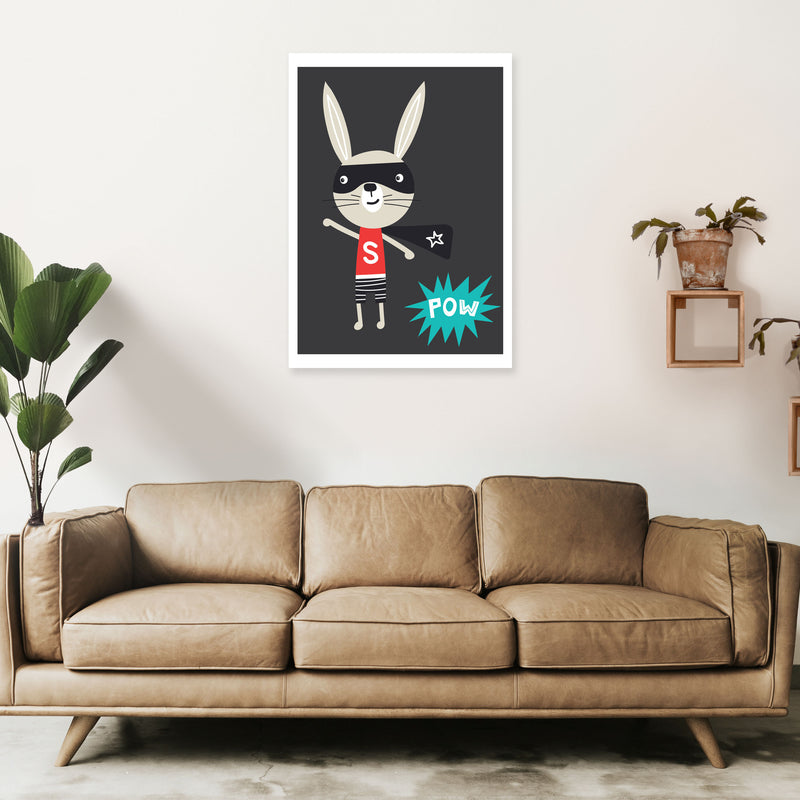 Superhero bunny Art Print by Pixy Paper A1 Black Frame