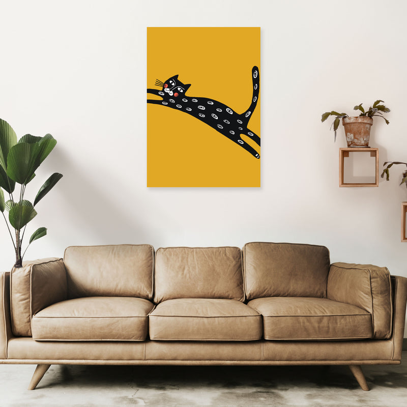 Mustard Cat Art Print by Pixy Paper A1 Black Frame
