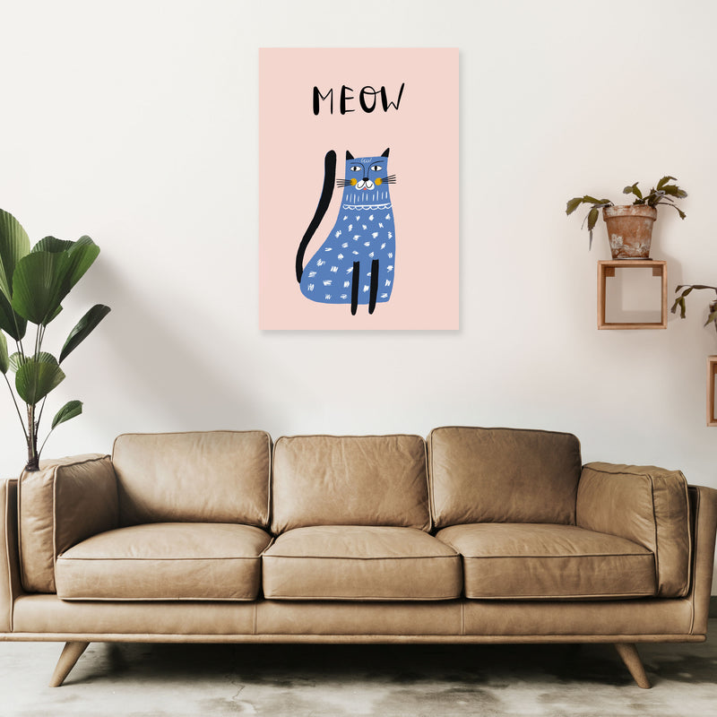 Meow Cat Art Print by Pixy Paper A1 Black Frame